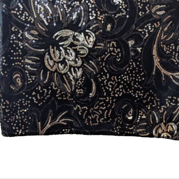 NWT Windsor Sequin Black & Gold Skirt L ✨ - Picture 7 of 11